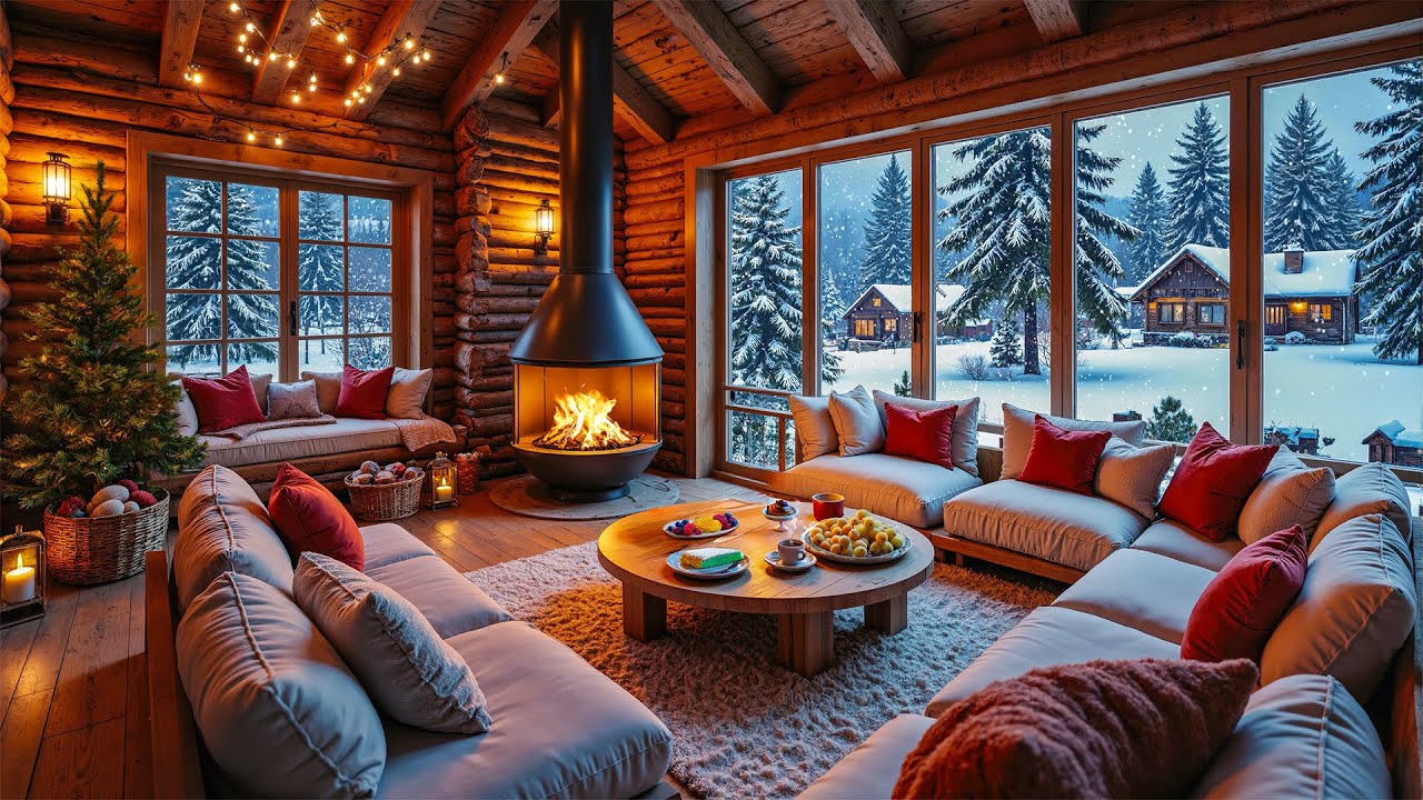 Relaxing Fireplace & Piano Sounds 🎹 Afternoon Living Room Ambience for Sleep and Stress Relief