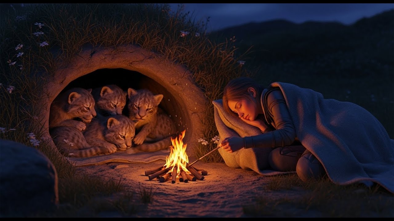 She Found the Cubs Shivering in Their Den — So She Built Them a Fire and Slept Outside Herself