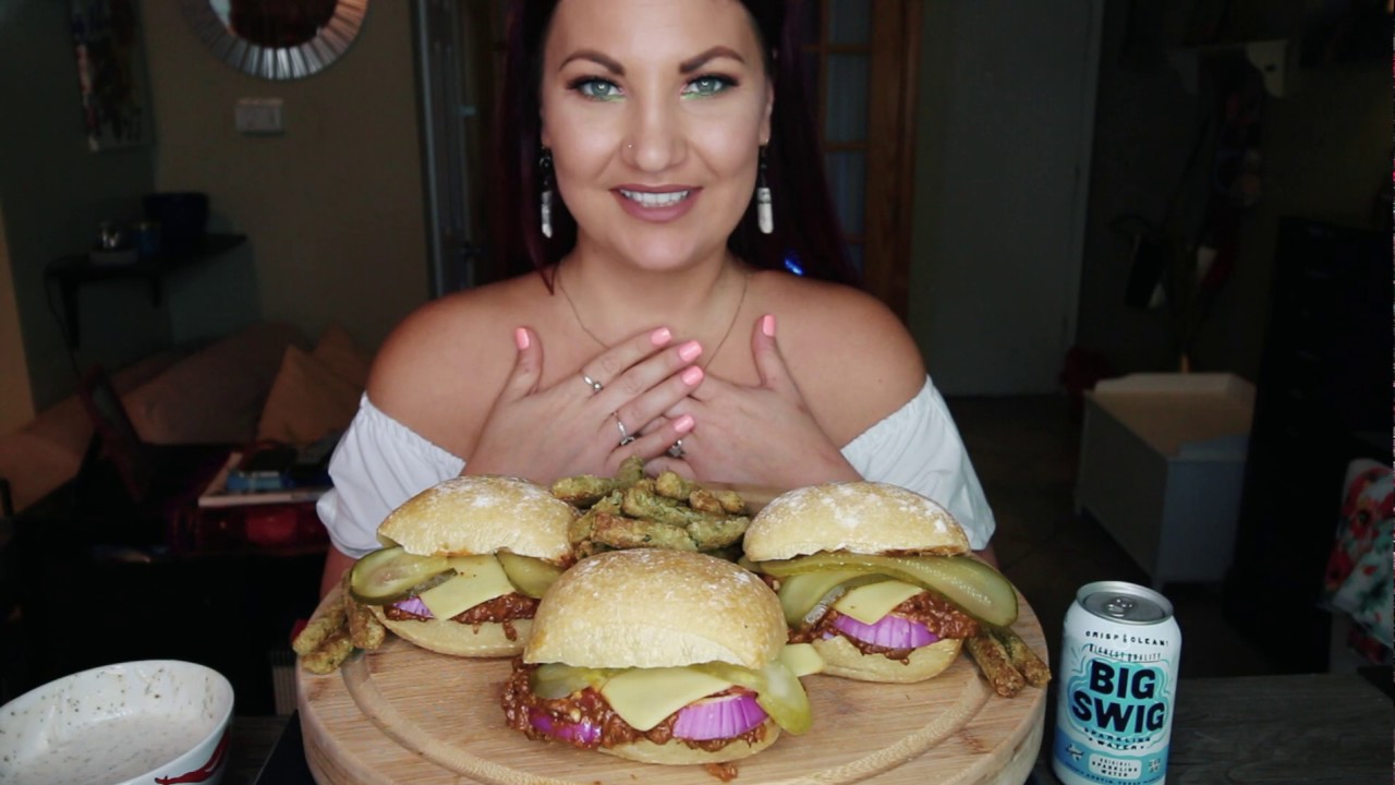 SLOPPY JOES И ЗЕЛЕНЫЙ КАРТОФЕЛЬ ФРИ MUKBANG