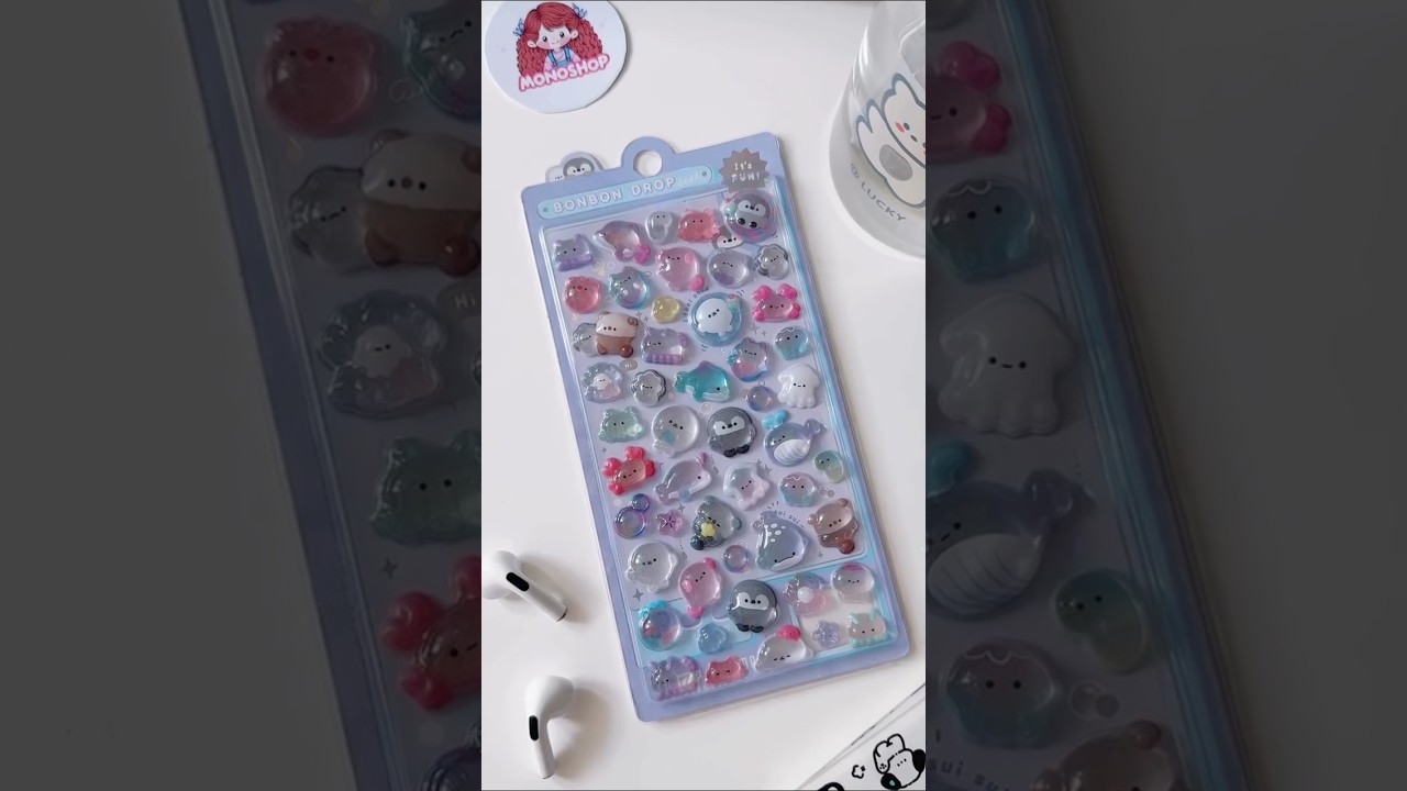 3D water sticker unboxing 🐼🐰🐻🐶✨#sticker #1M #cute #shorts