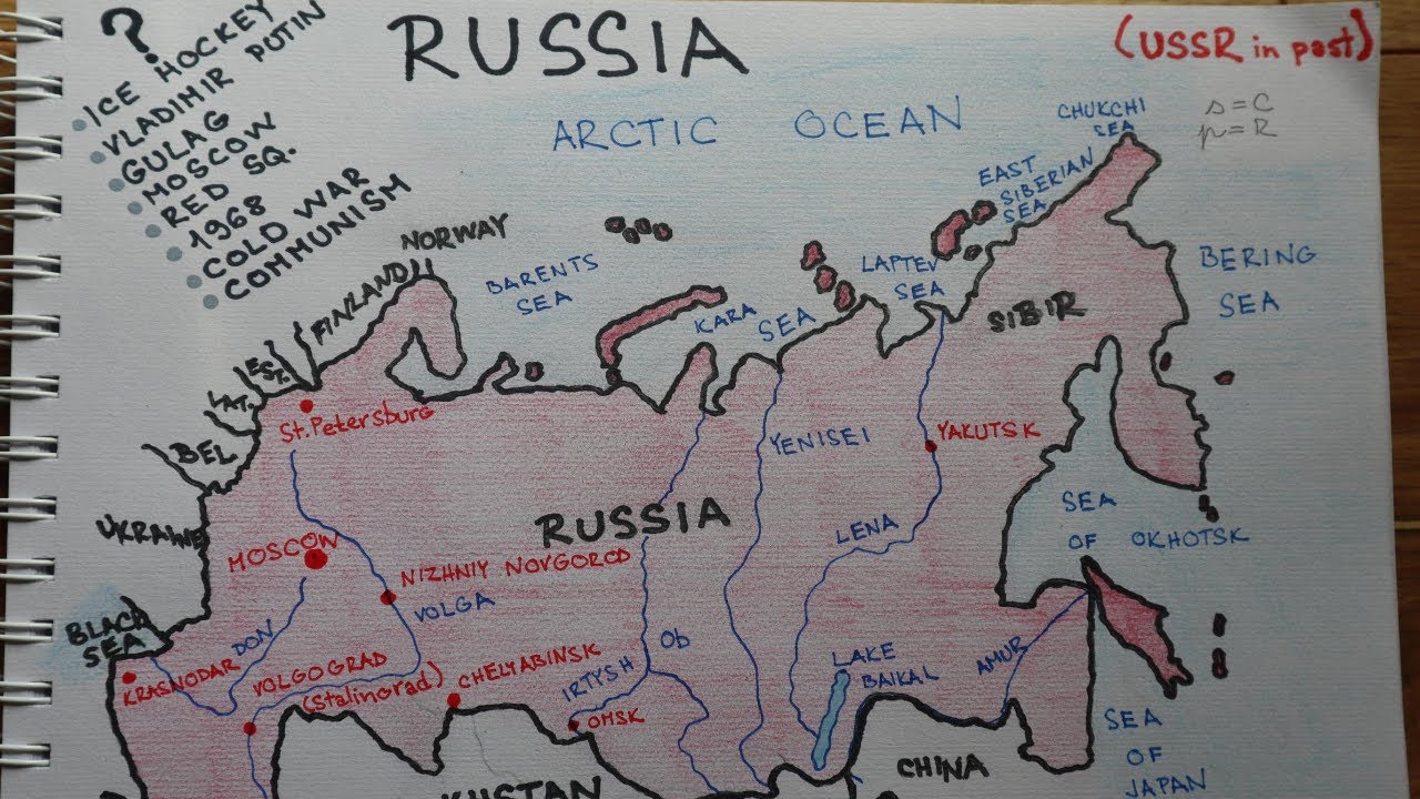 ASMR Map of Russia/Russland - Drawing Russia - Whispering with Chewing Gum - Slovak Accent Whisper
