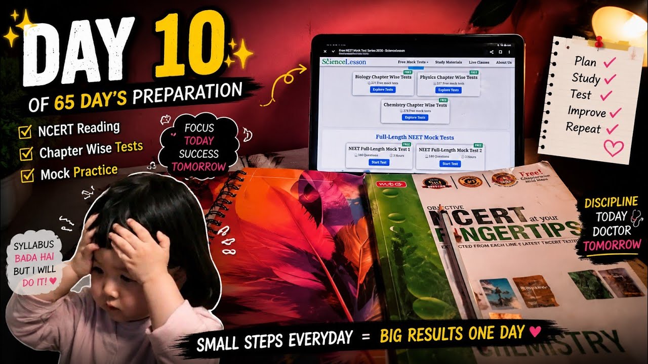 Day 10 of 65 day's NEET preparation 💀✨ PART TEST + PHYSICS ❤️‍🔥✨ #neetaspirents #motivation #study 
