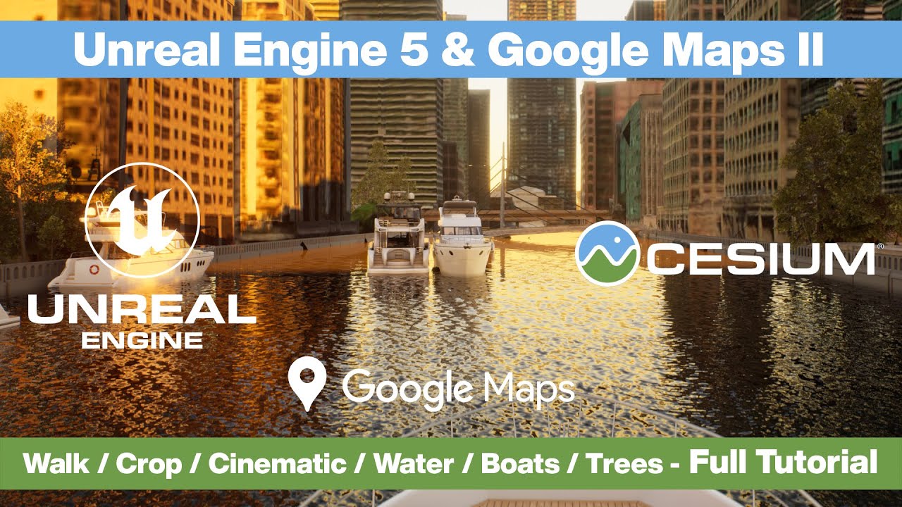 Unreal Engine 5 — Google Maps API и Cesium — Полное руководство, часть 2 — Ходьба/Посев/Вода/Виде...