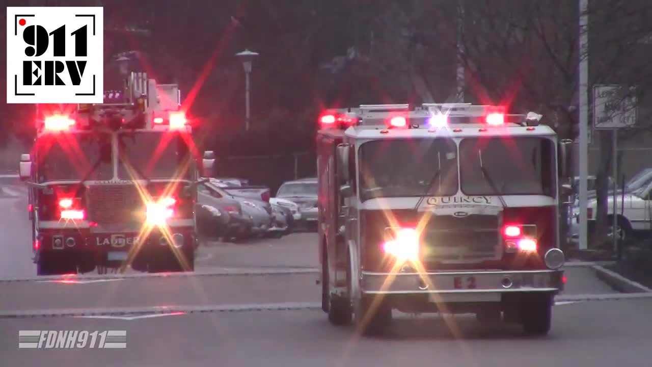 Quincy Fire Department Engine 2 and Ladder 5 Responding