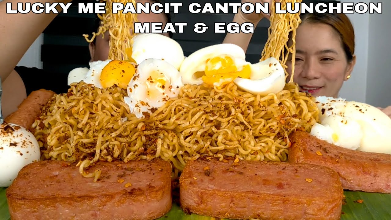LUCKY ME PANCIT CANTON LUNCHEON MEAT AT ITLOG | MUKBANG PHILIPPINES