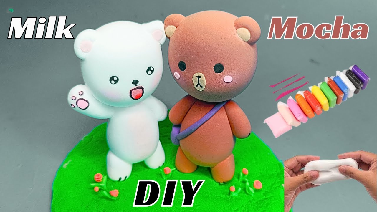 Handmade Clay Teddy Bear |DIY No Bake| Simple and Easy Air Dry Clay Milk and Mocha
