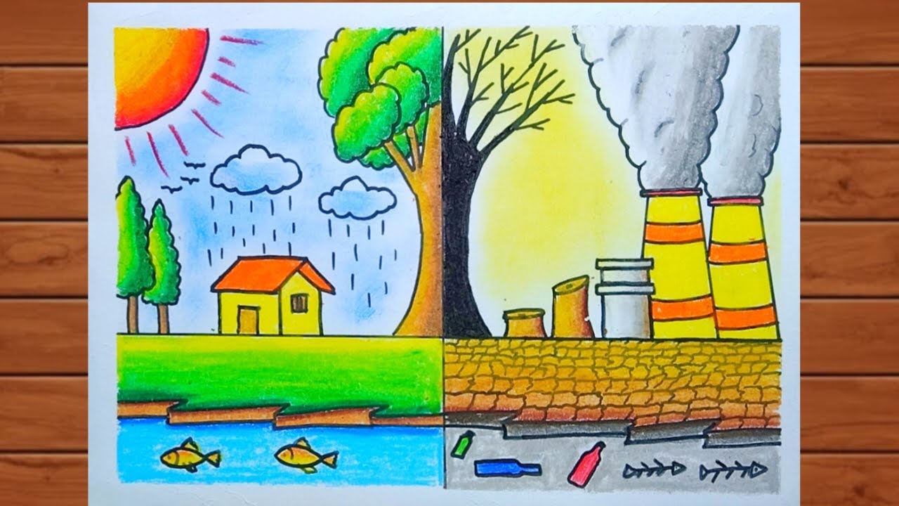 Save Environment Poster Drawing / How to Draw Climate Change