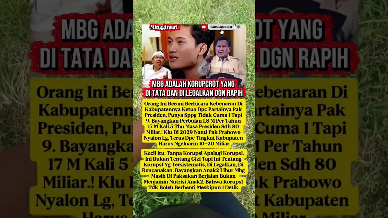 Viral! Pernyataan Keras Soal MBG, Singgung Program dan Prabowo Subianto. #shorts
