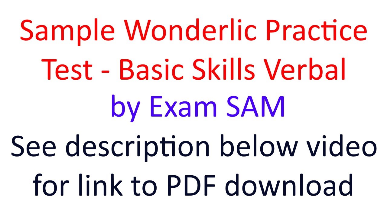 Sample Wonderlic Practice Test Questions - Verbal Basic Skills Test Practice (WBST Verbal)
