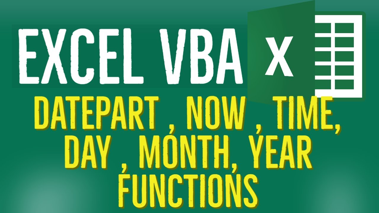 Excel VBA Tutorial for Beginners 56 - DatePart , Now , Time, Day , Month, Year Functions in MS Excel
