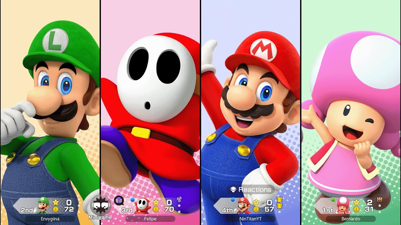 Super Mario Party Jamboree - Mario vs Luigi vs Toadette vs Shy Guy - Mega Wiggler's Tree Party