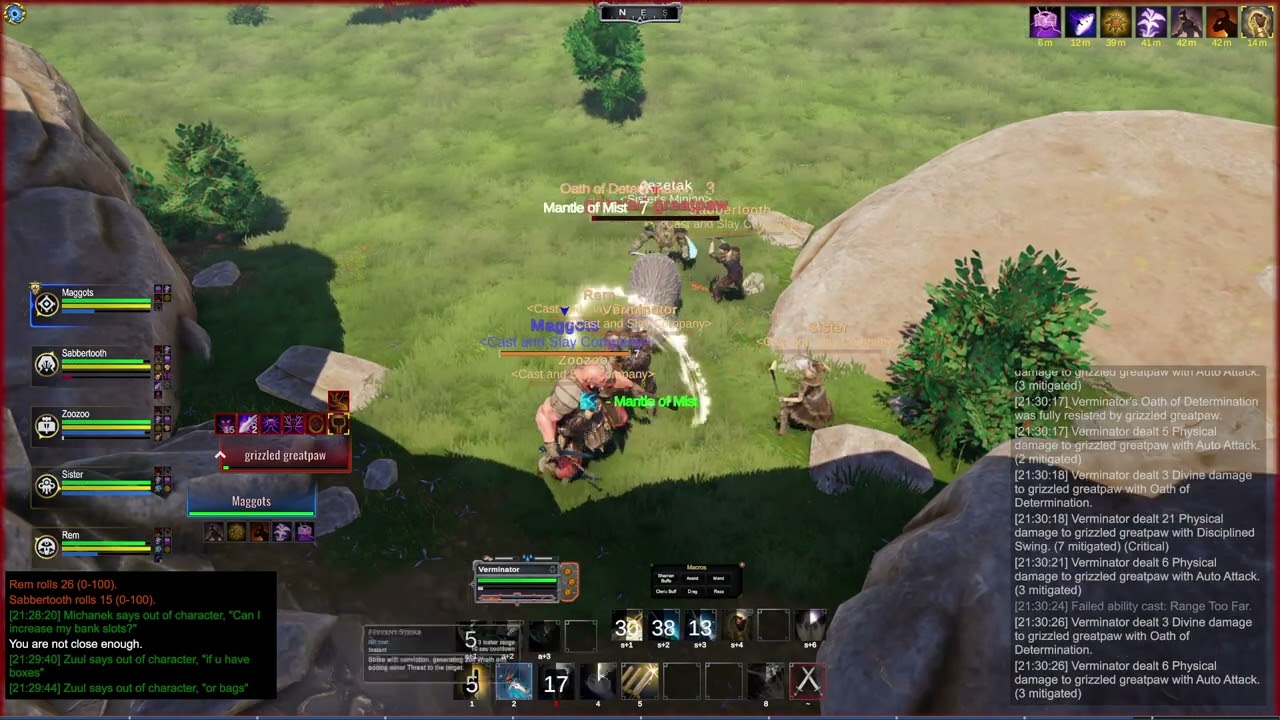 Pantheon Rise of the Fallen - We gang up on grizzled greatpaw one up chevron group quest mob.