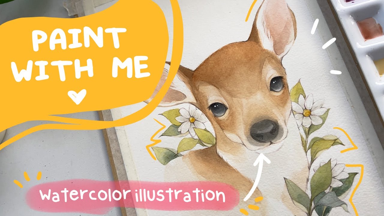 Paint with me! Watercolor baby deer ★ My  painting process