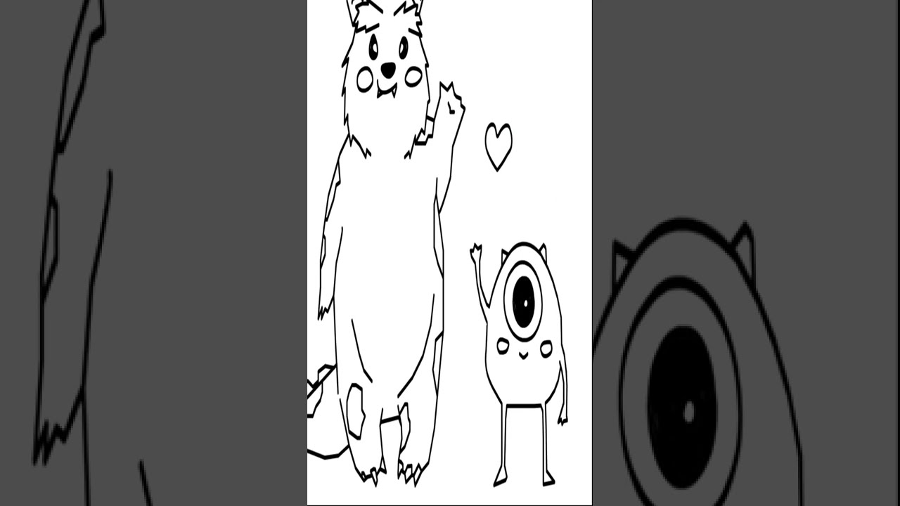 Drawing A Cute Sully And Mike By Panda HD #464 #shorts #draw #drawing