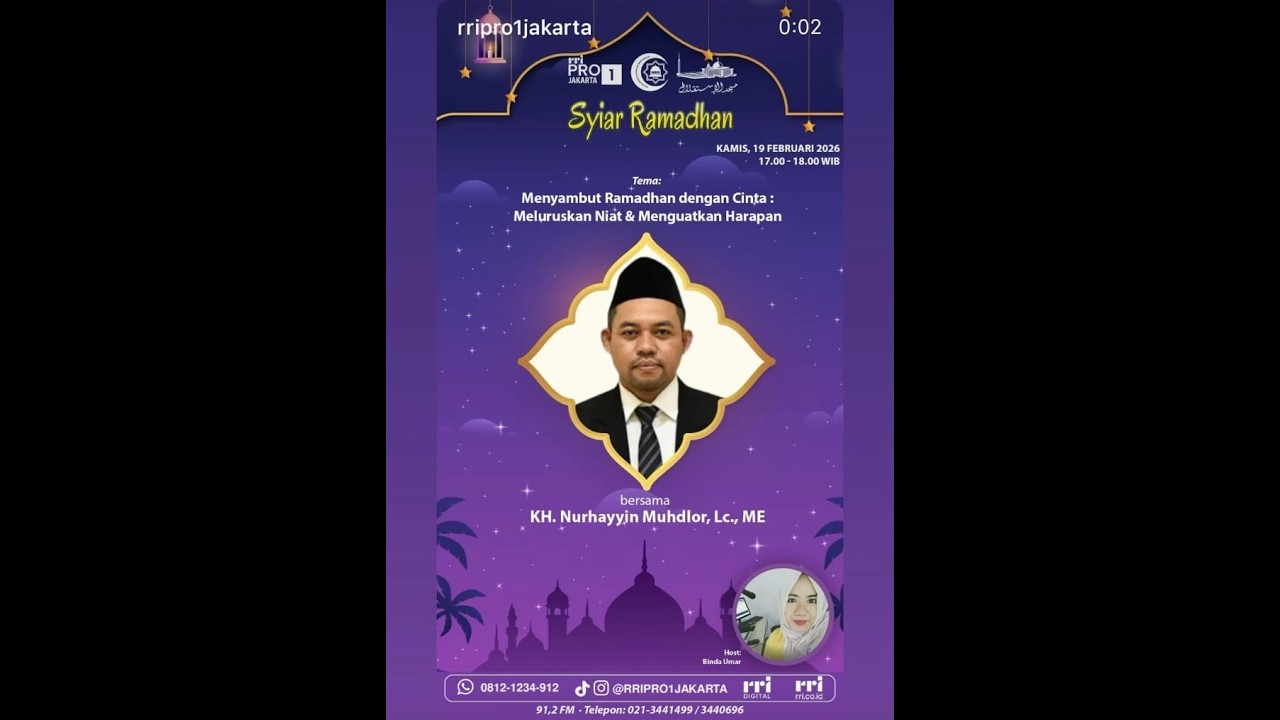 Syiar Ramadhan Pro1 RRI Jakarta 91.2FM | 19 Februari 2026 - Ust. KH. Nurhayyin Muhdlor, Lc.,ME