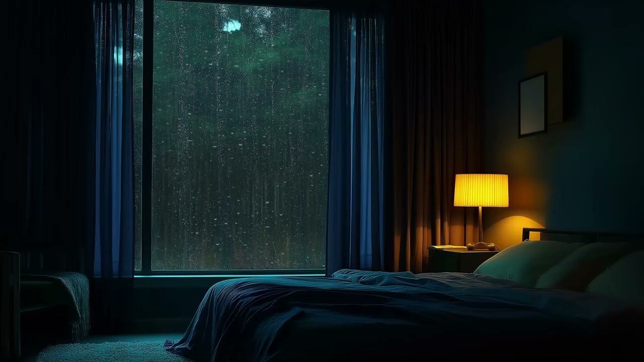 🌧️🎶 Rain Window Piano | Cozy Study Room Night Atmosphere – 3 Hours | Stress Relief Study Relax Calm