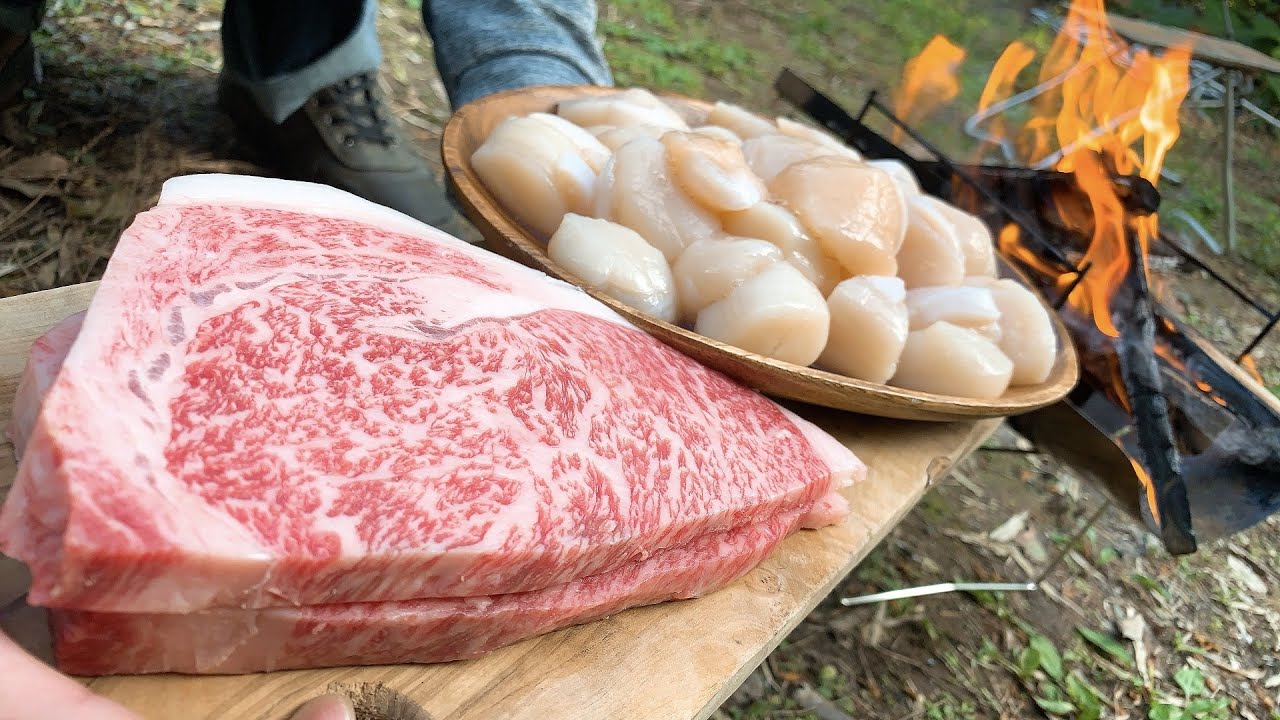 ホタテ50個と黒毛和牛使い切りキャンプ!!