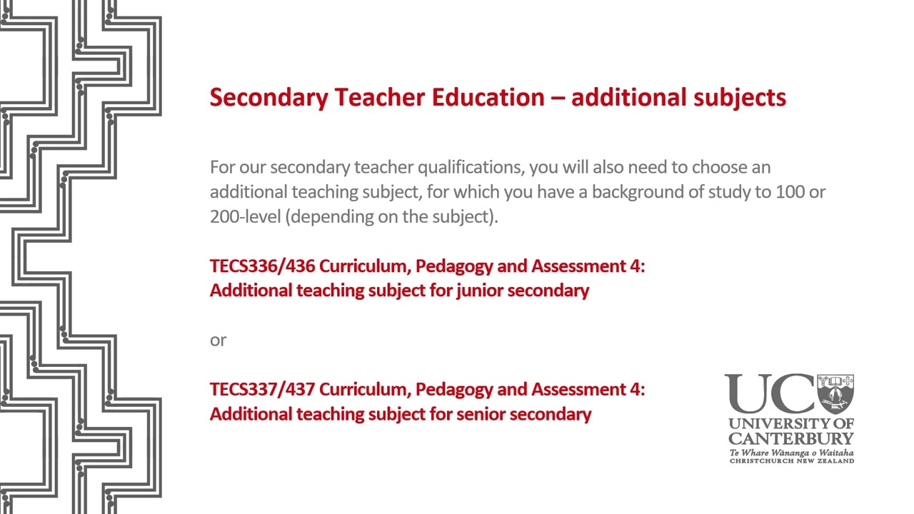 Secondary teacher education additional subject selection SEP2022