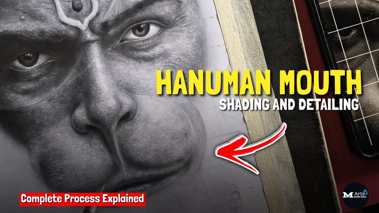 Realistic Mouth Shading Tutorial - Graphite detailing! (Part- 8 )#hanuman #hyperrealism #graphiteart