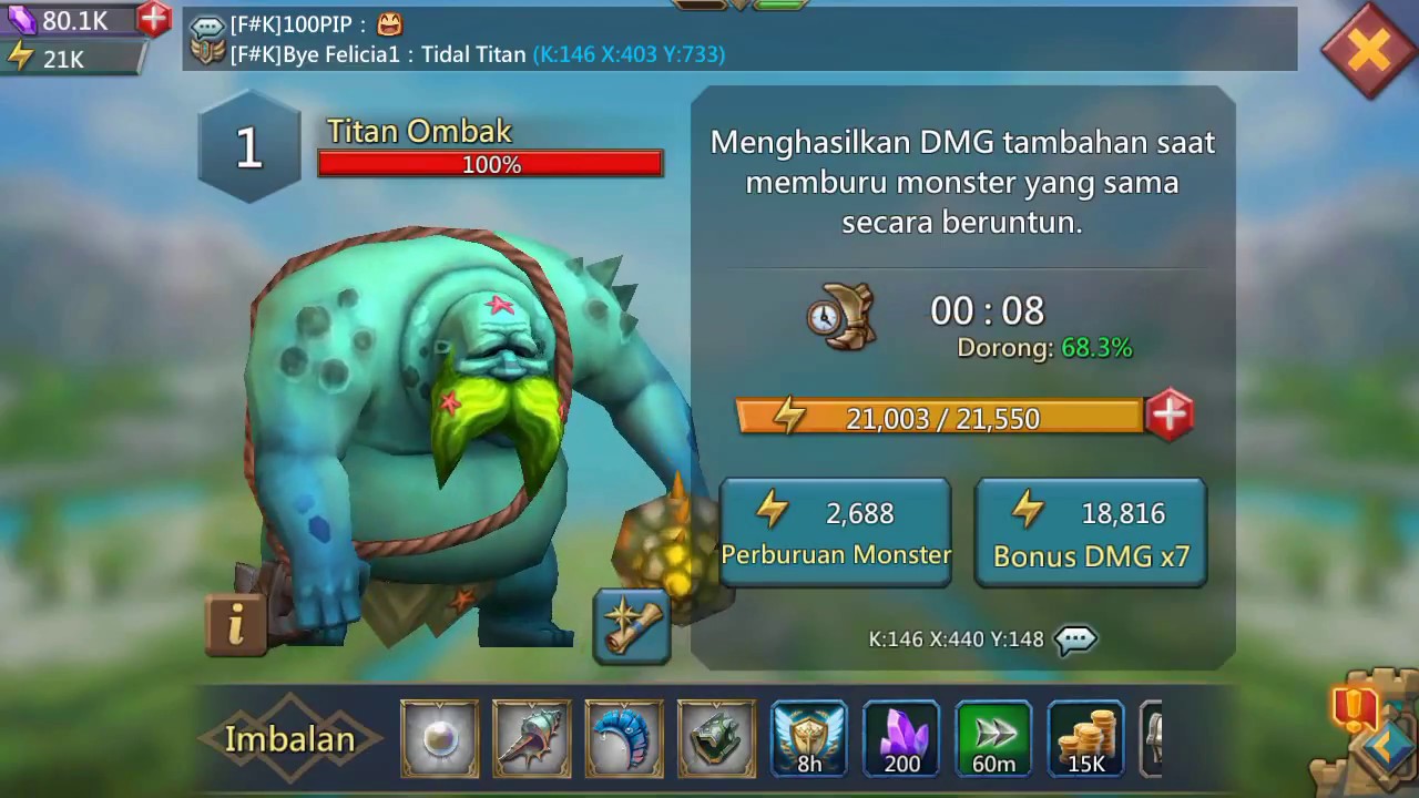 Monster Hunting trick | lord mobile monster | tidal titan and terothon