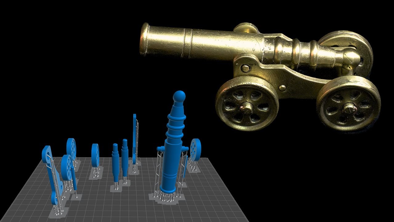 3D打印失蜡法铸造黄铜炮 3D printed lost-wax casting brass cannon