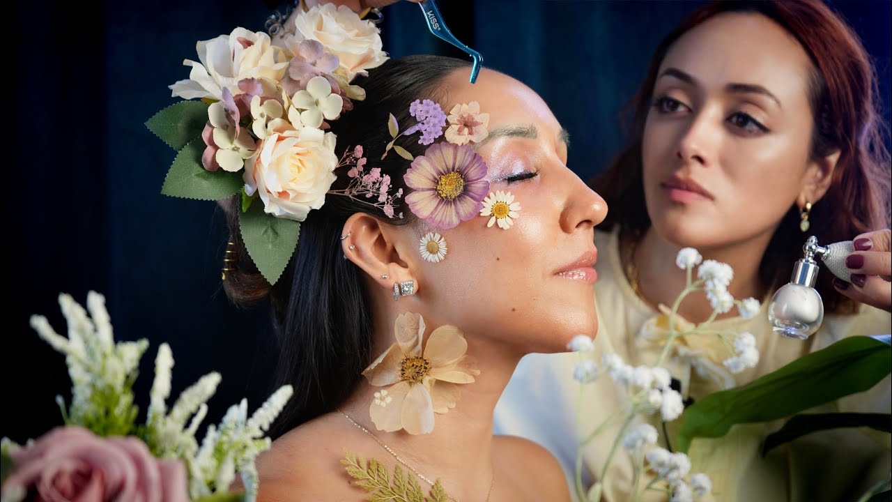 ASMR Mist Floral Makeup Styling | Perfectionist Photoshoot, Floral Arrangement, Spray Water Effects