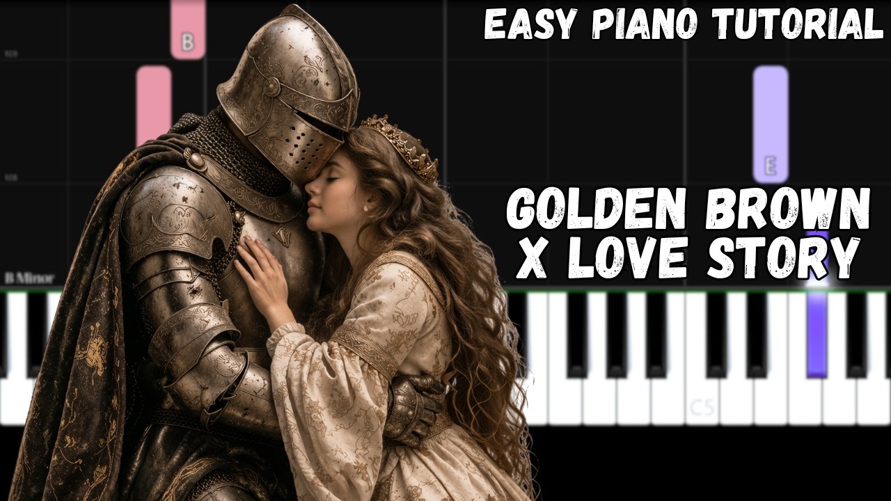Golden Brown X Love Story (Easy Piano Tutorial)