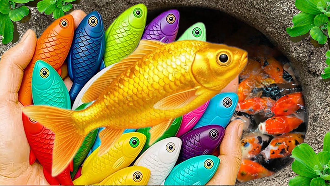 Catch beautiful aquarium fish in small pond: baby turtles, eels, pencil fish, cute fish, tadpoles🐠🐬🐬