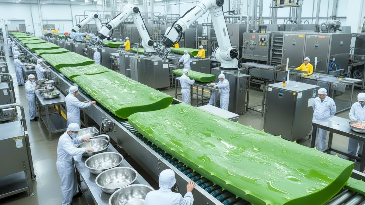 Inside a Giant Aloe Vera Factory 🌿 Hypnotic Aloe Yogurt Production at Massive Scale
