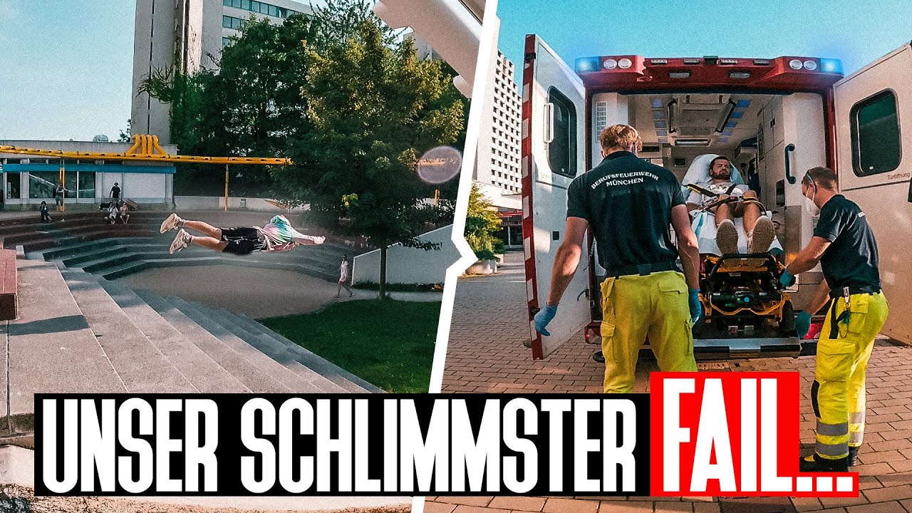 H&Uuml;FTE GEBROCHEN! - Krasser Parkour FAIL in M&uuml;nchen! | Freerunning Schlappen