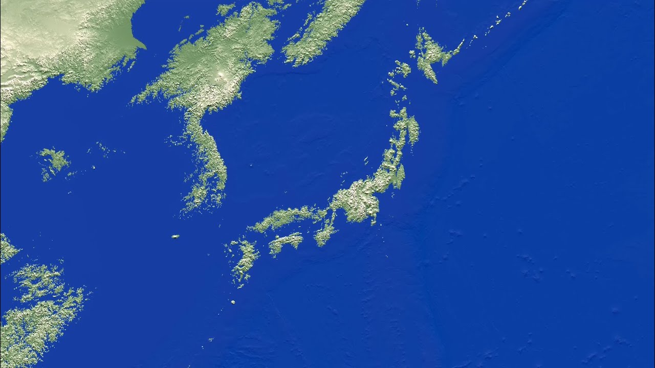 [4k]海面上昇下降シミュレーション・日本周辺版(Sea level rise and fall simulation-Japan)