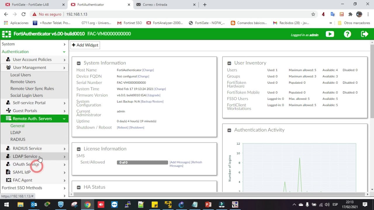 FORTIGATE + FORTIAUTHENTICATOR - 1 PARTE