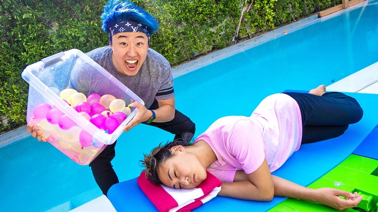 DROPPING WATER BALLOONS ON LIZZY SHARER!!