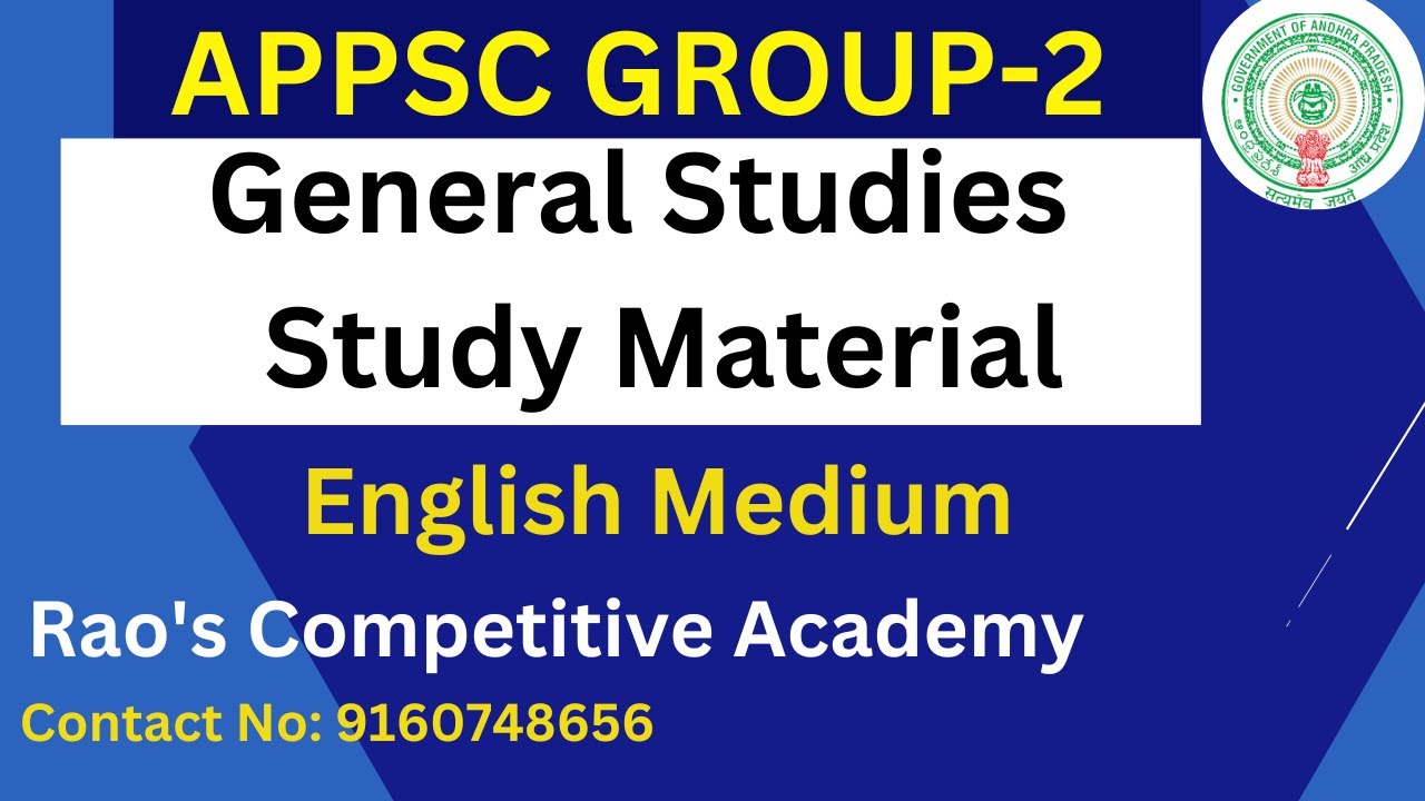 General Studies Quick Revision Study Material (EM) APPSC GROUP 2|GROUP4 Rao's Competitive Academy