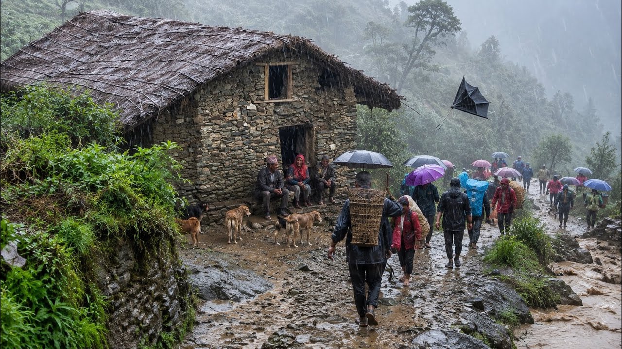 Real Nepali Mountain Village Life During Heavy Rain | Most Peaceful & Relaxing RuralNepal