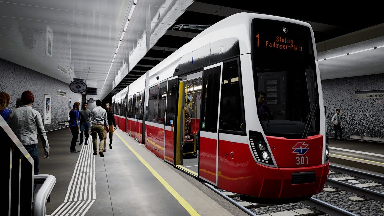 TramSim Wien | Führerstandsmitfahrt | Linie 1 Prater, Hauptallee ➡️ Stefan-Fadinger-Platz