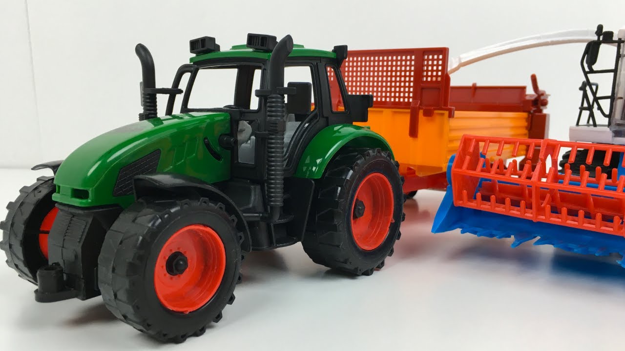 COSECHADORA Y TRACTOR CON REMOLQUE - RECOLECCIONANDO EL TRIGO MAQUINAS AGRICOLAS DE JUGUETES