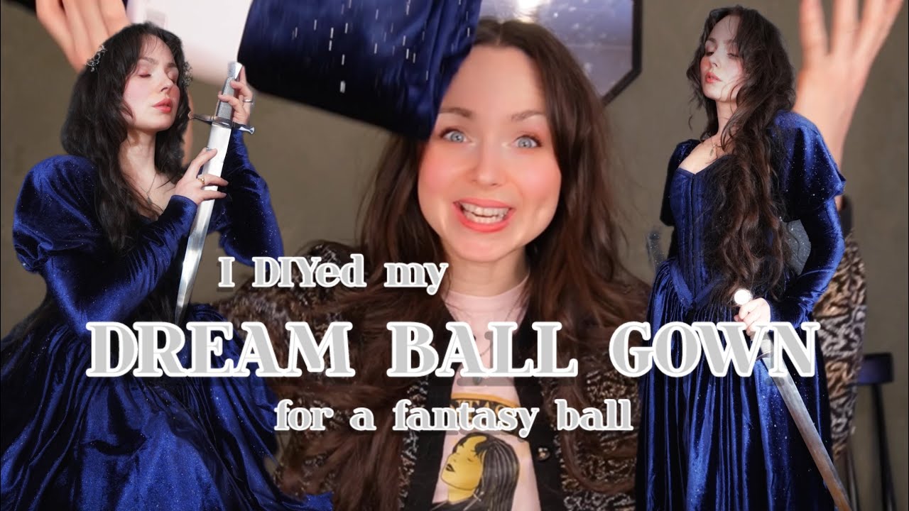 I DIYed my DREAM BALL GOWN!! Blue dress - costume tutorial - thrift flip - hand sewing