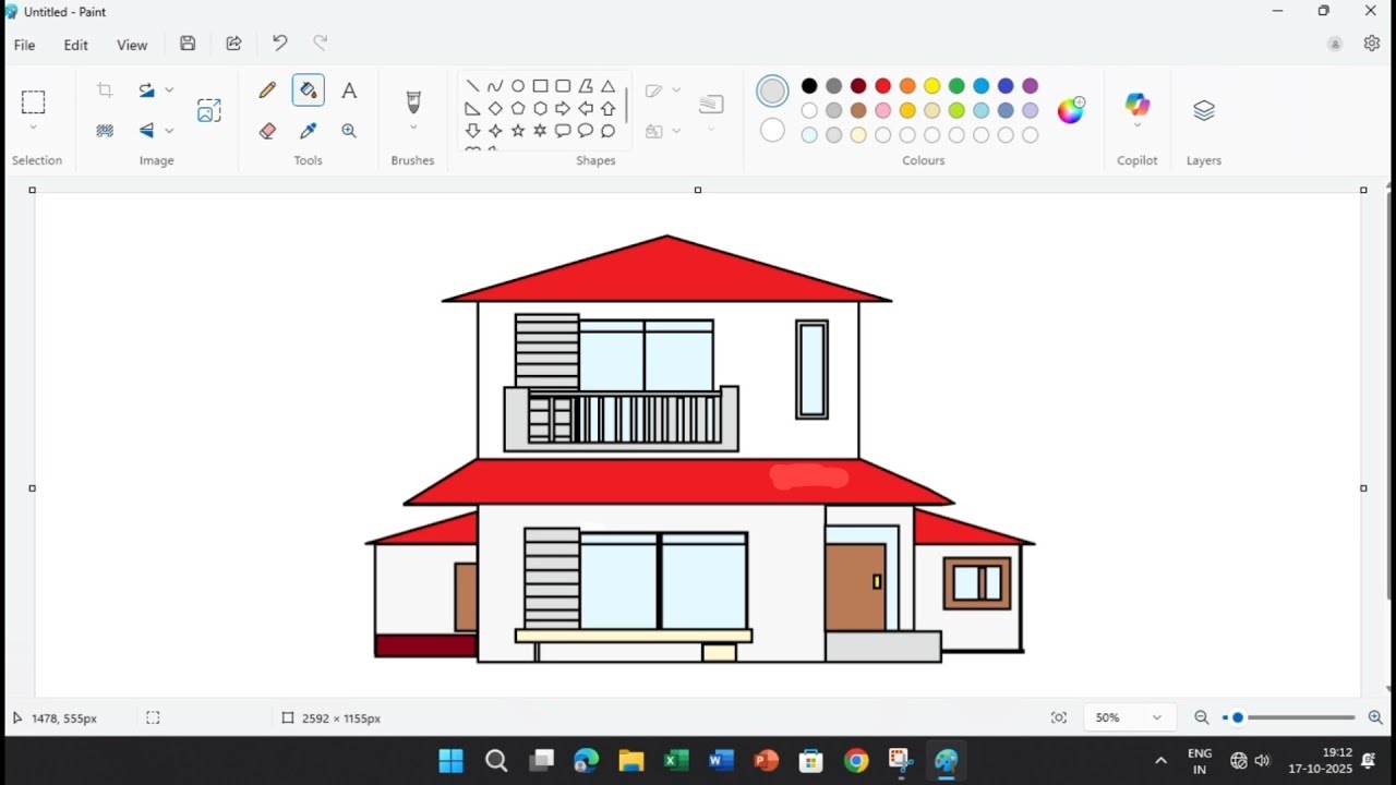 How to draw Shinchan House in MS paint #1