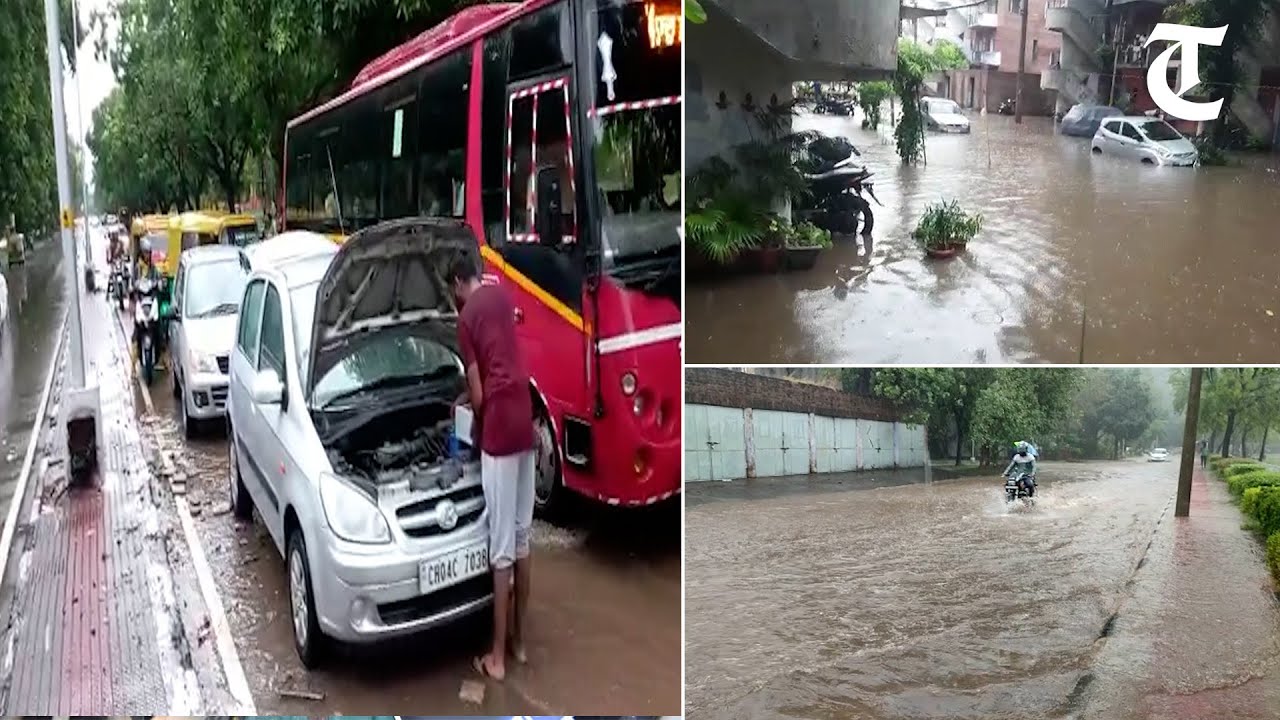 Commuters get stuck on waterlogged roads as heavy rain lashes Chandigarh