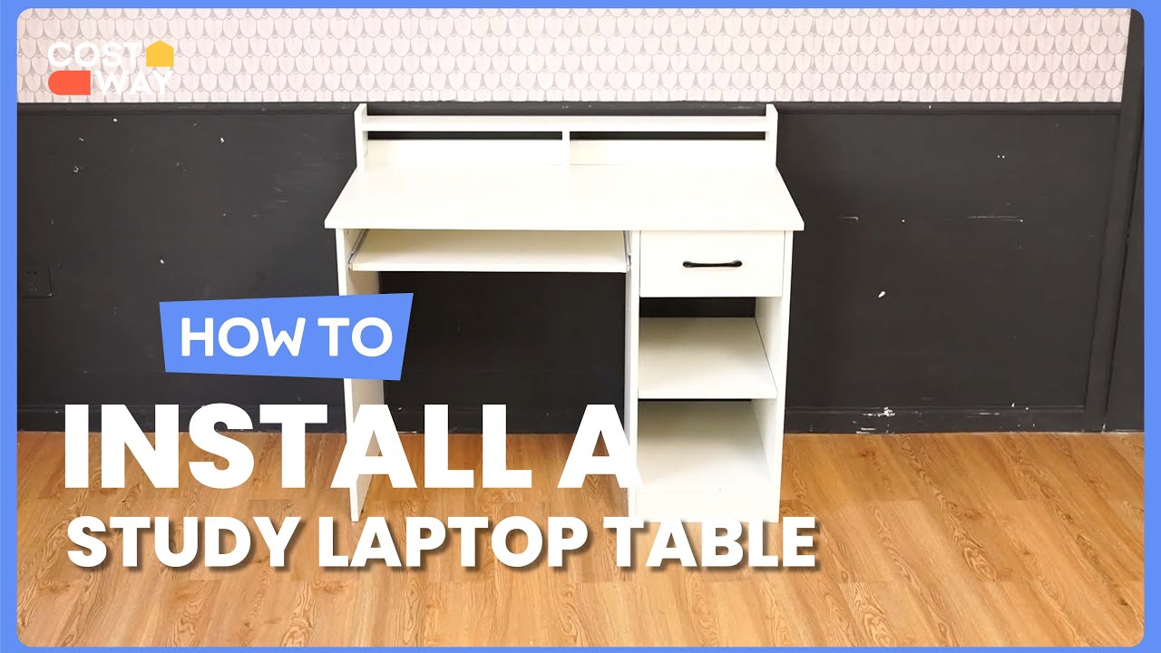 How to Install the Study Laptop Table with Drawer and Keyboard Tray | CB10335 #costway #howto
