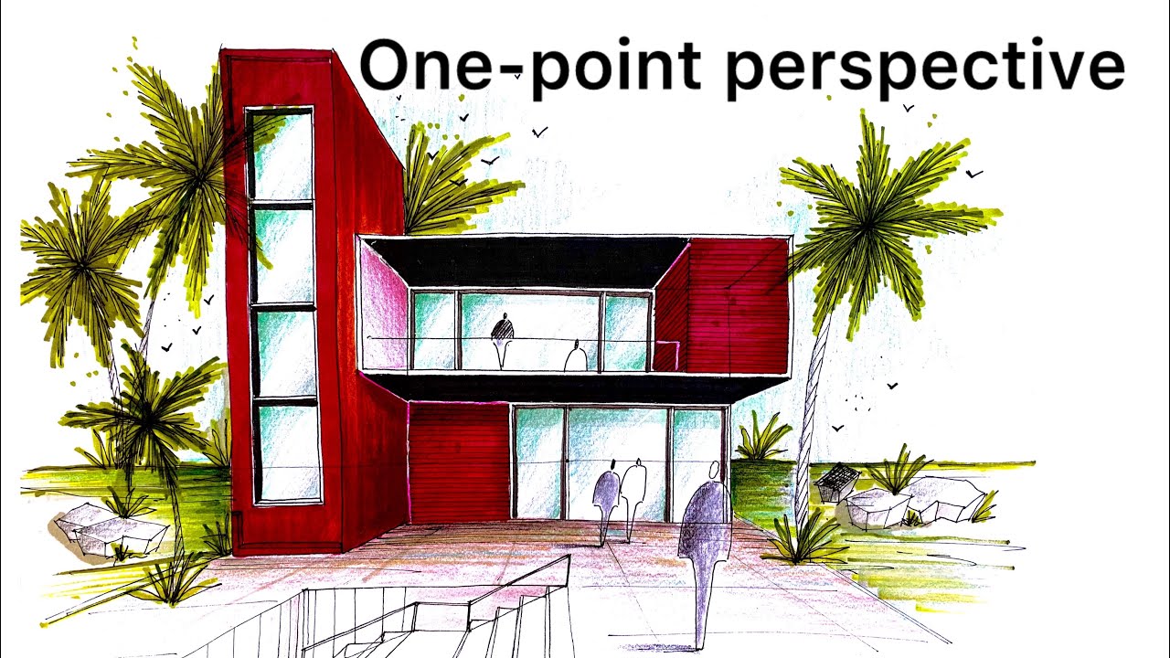 One point perspective : architectural building rendering 🖤