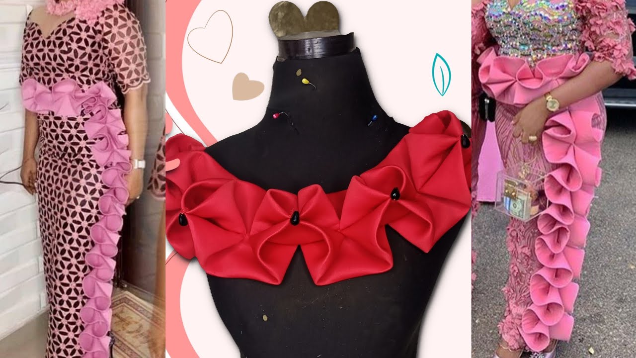 How to make an Elegant INVERTED RUFFLE PLEATED Detail on Dress