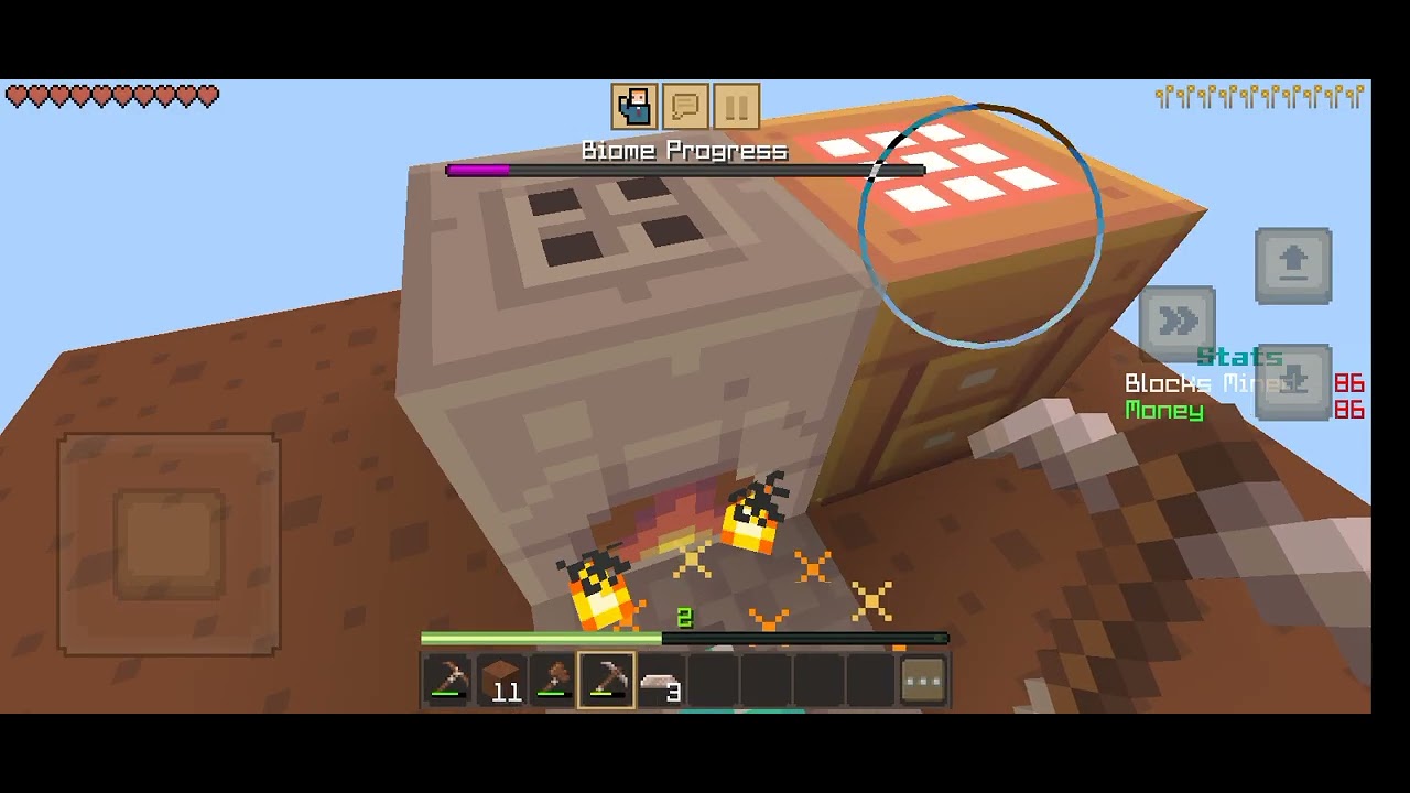 Eu jogando Minecraft de um bloco so mas ele e muito magico ele da outros blocos 
