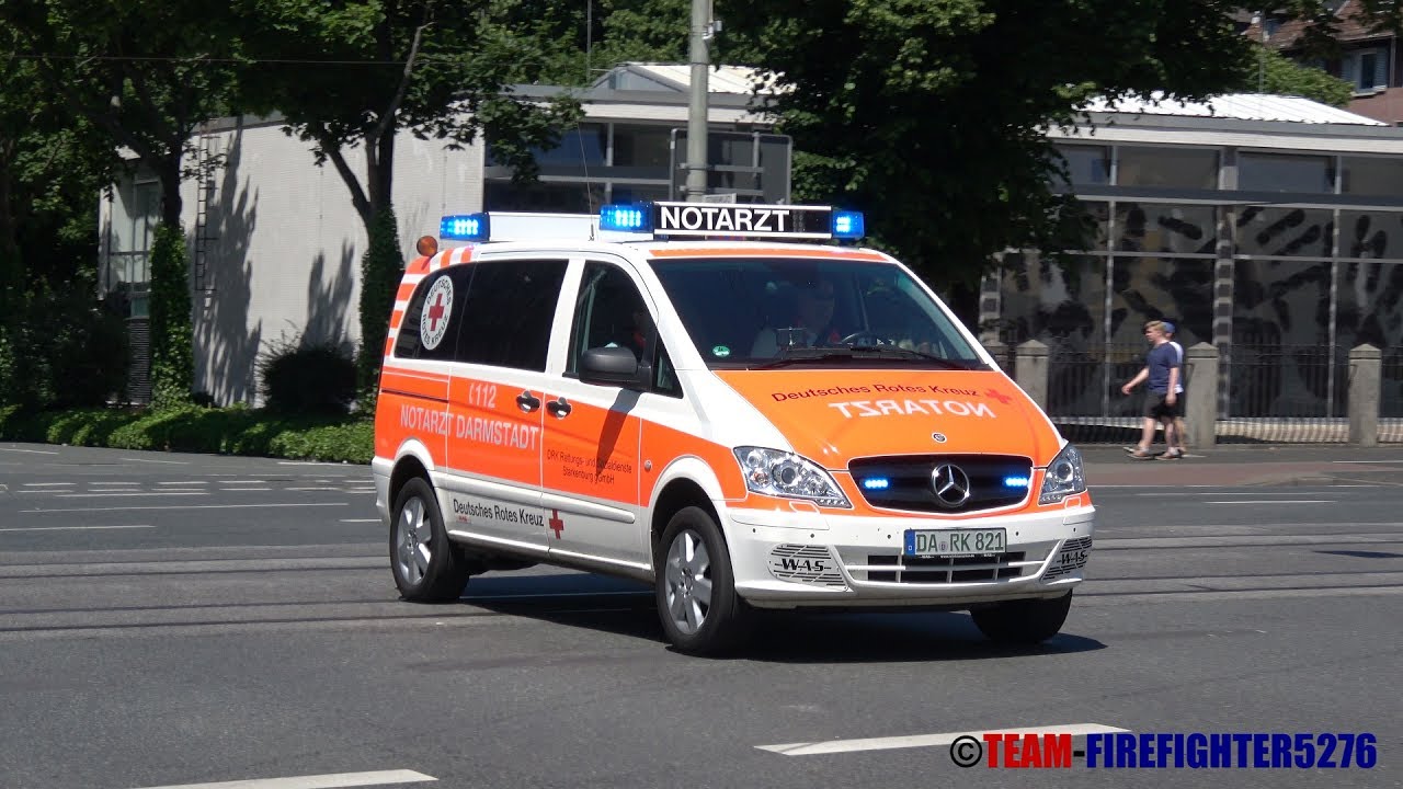 [Elektrohorn + E-Pressluft + Pressluft] NEF DRK Starkenburg RW Darmstadt Innenstadt