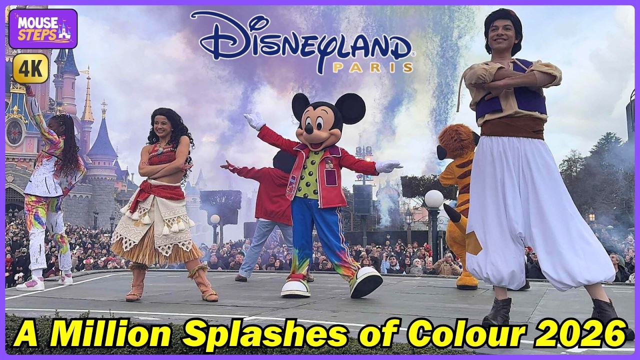 A Million Splashes of Colour Show at Disneyland Paris 2026 (4K) - Castle View Stage - Updated!