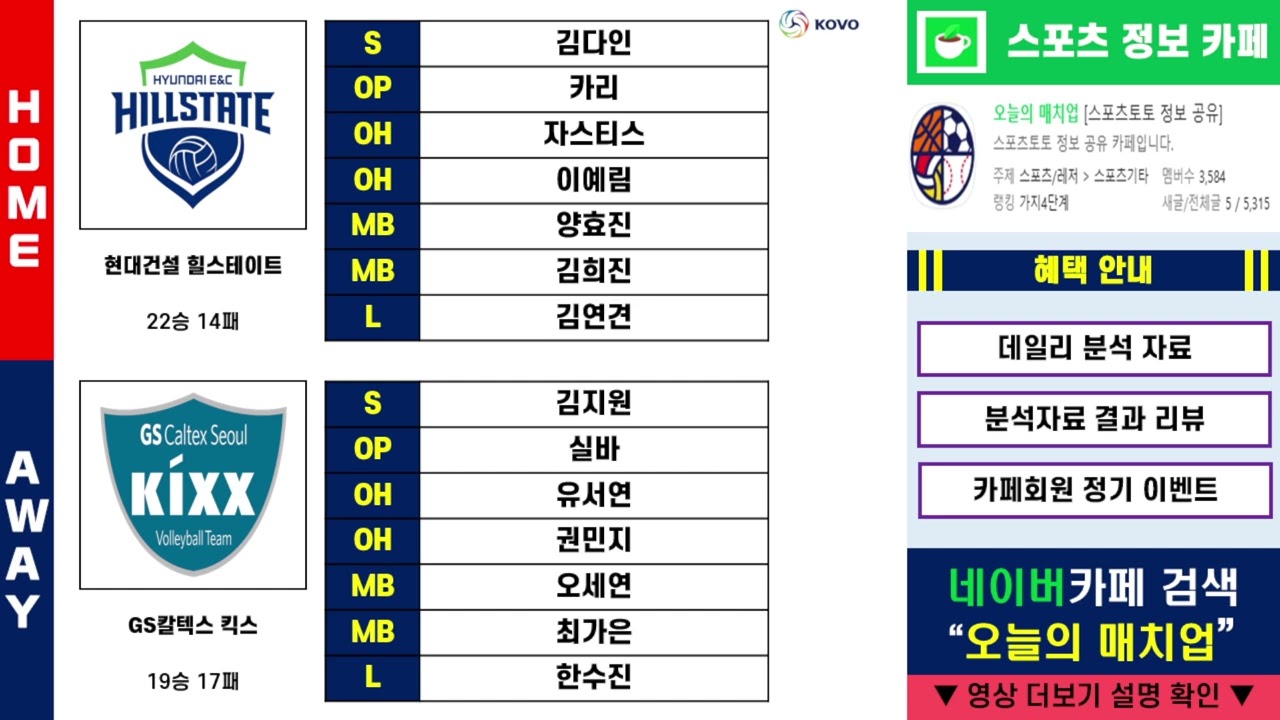 [스포츠분석] 3월 26일 목요일 국내농구 국내배구 경기 분석