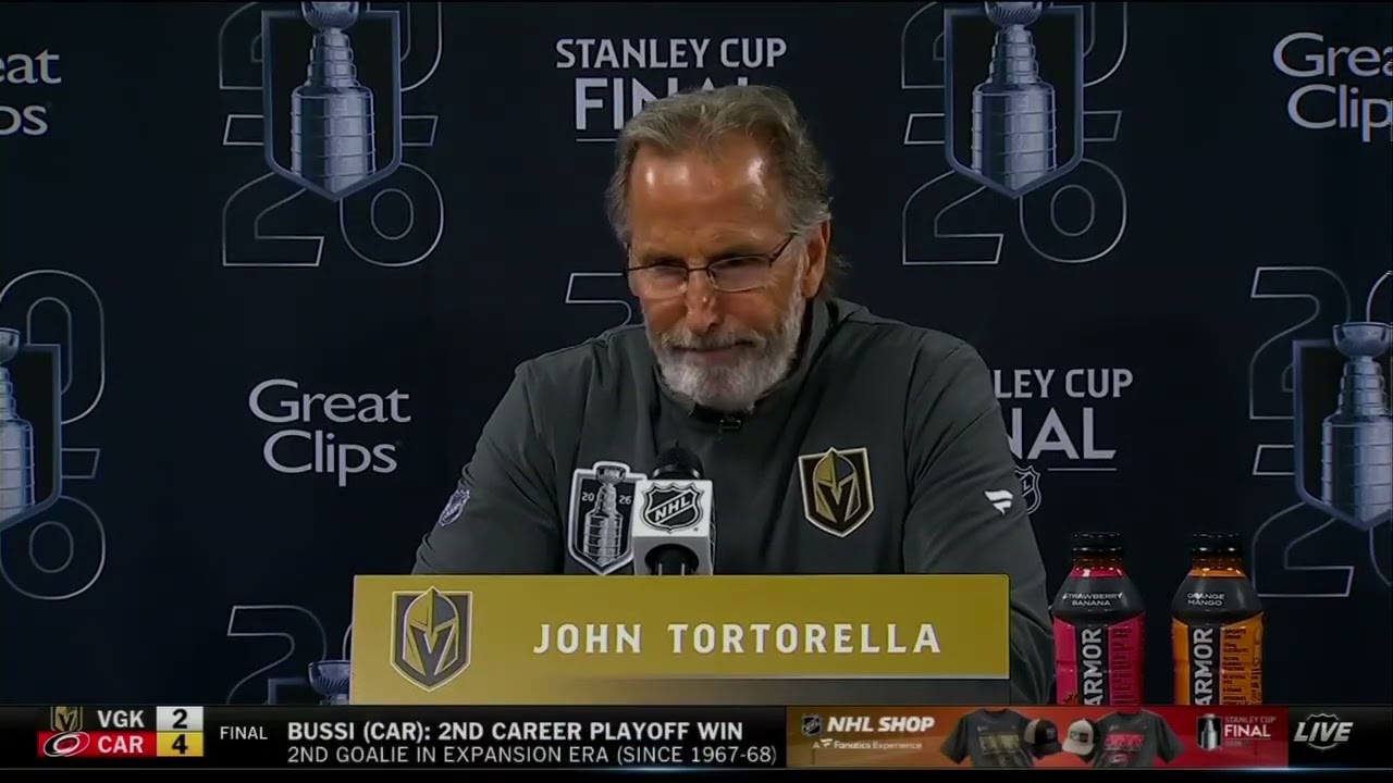 John Tortorella speaks following the Golden Knights' Game 5 loss in Stanley Cup Final