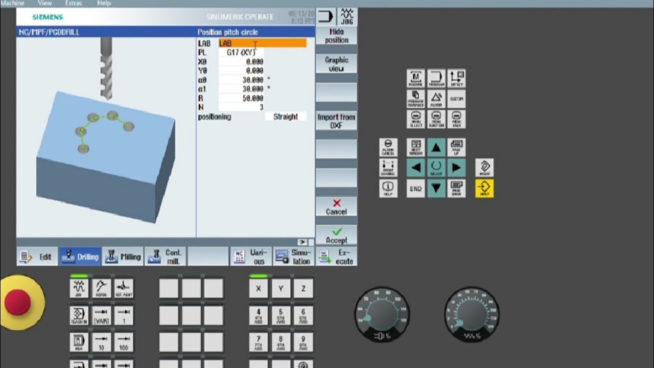 How to do PCD Drilling pattern in Siemens CNC Controller