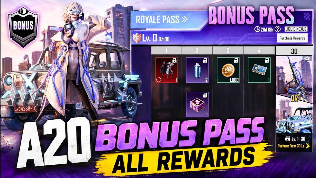 🔴BGMI A20 BONUS PASS ALL REWARDS😱 | A20 BONUS PASS RELEASE DATE✅